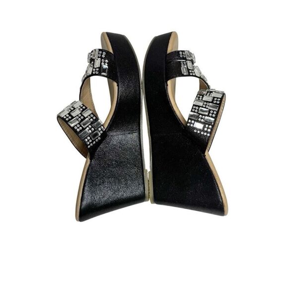 Patrizia by spring step black Vegas crystal jeweled toe wedge sandals size 38 (7 - Picture 8 of 12